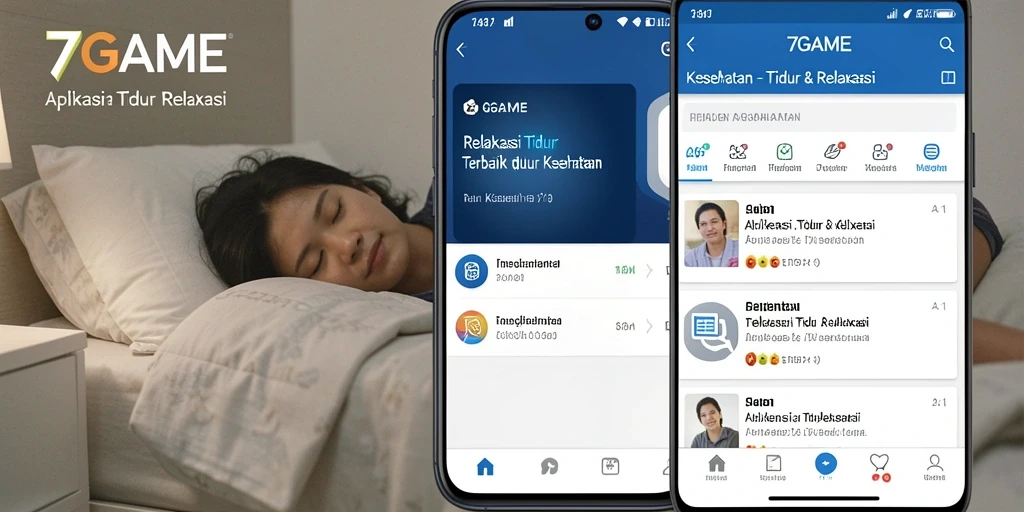 Antarmuka aplikasi 7GAME yang menenangkan untuk tidur dan relaksasi.