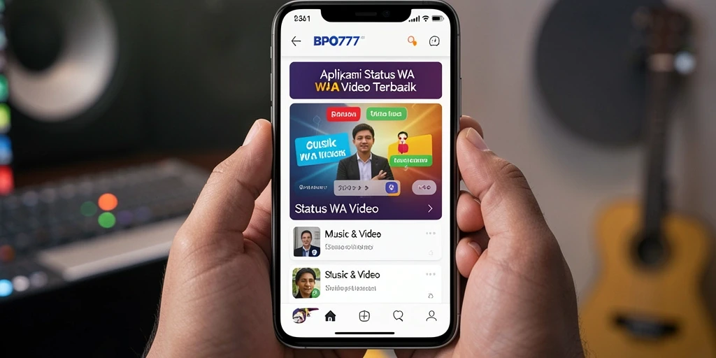 Antarmuka BPO777 untuk memilih video Status WA yang menarik.