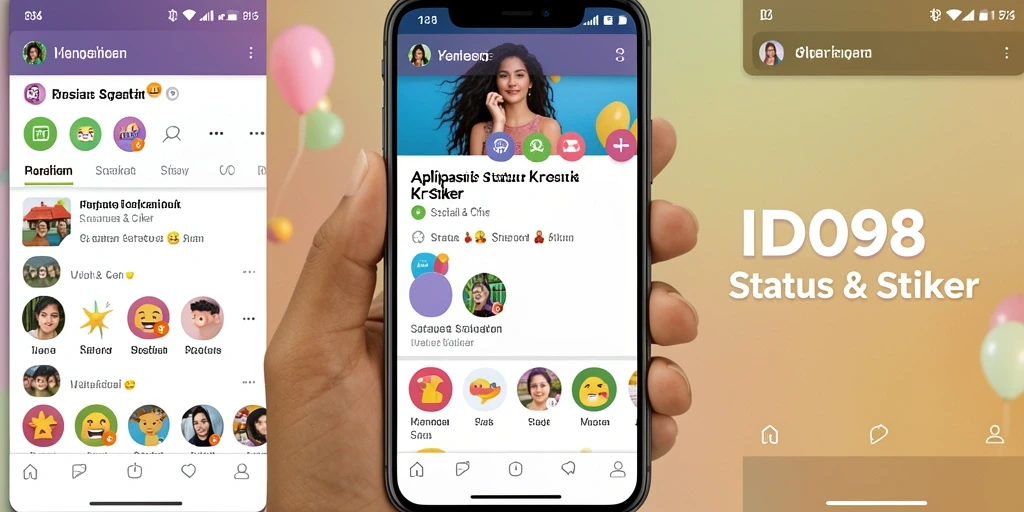 Antarmuka ID098 menampilkan koleksi stiker yang menawan.