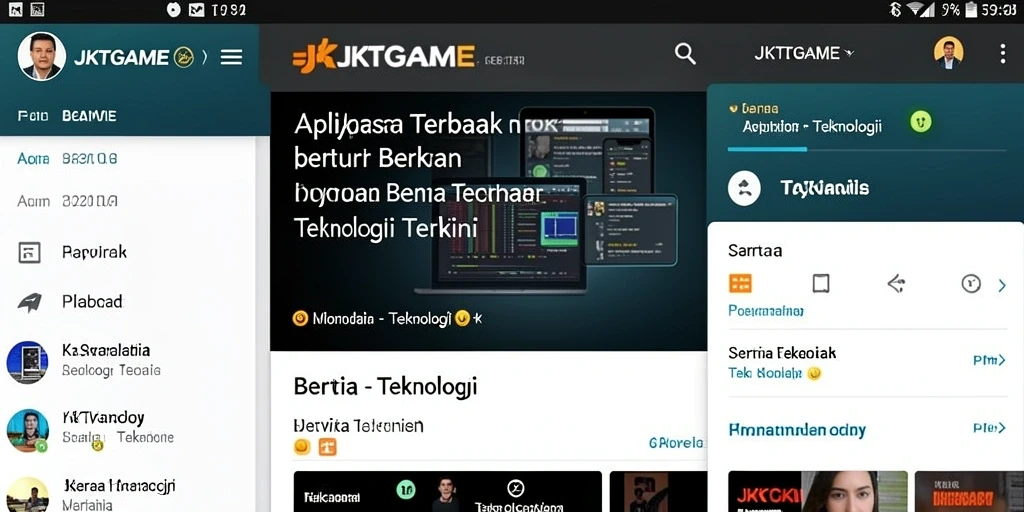 Tampilan antarmuka utama yang menarik dari aplikasi JKTGAME.
