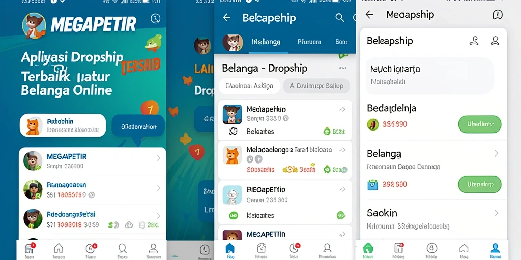 Tampilan antarmuka MEGAPETIR yang ramah pengguna untuk aplikasi Dropship.