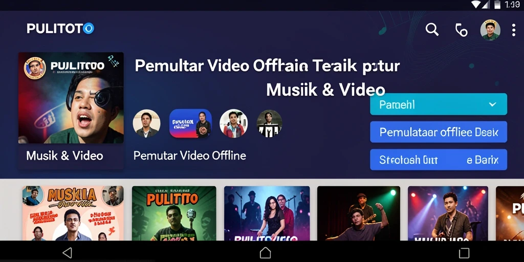Antarmuka aplikasi PULITOTO dengan fitur Pemutar Video Offline yang menarik.
