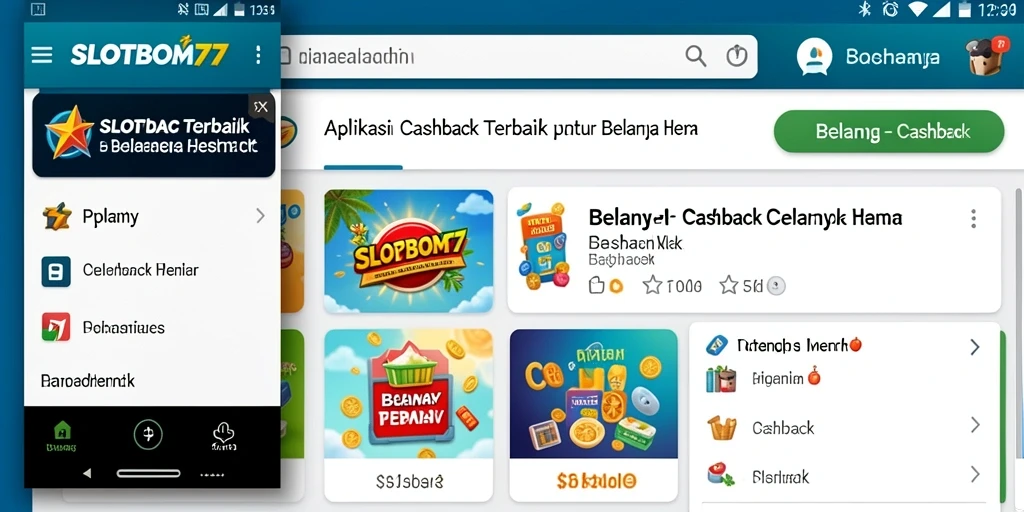 Tampilan antarmuka SLOTBOM77 yang ramah pengguna dan fitur Cashback.