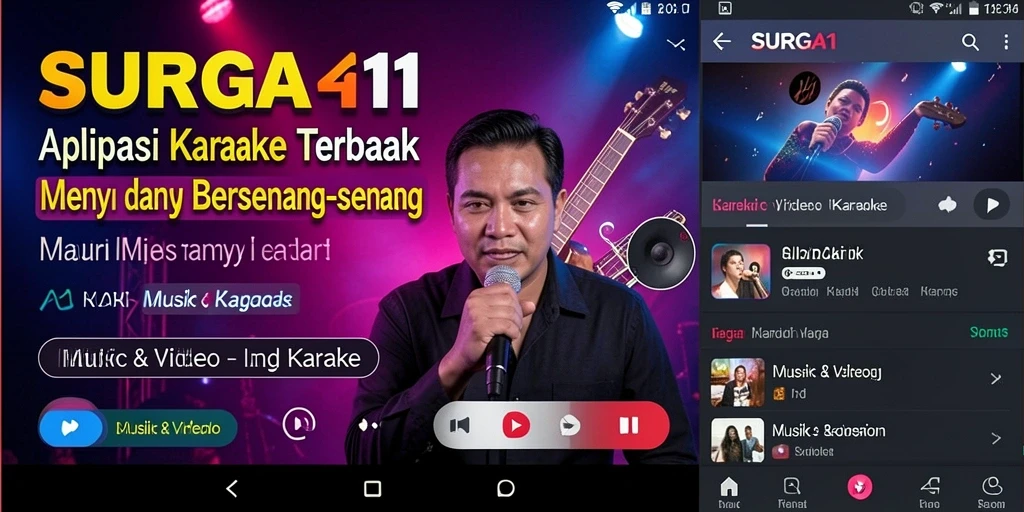 Antarmuka pengguna <strong>SURGA11</strong> yang menarik untuk pengalaman karaoke.